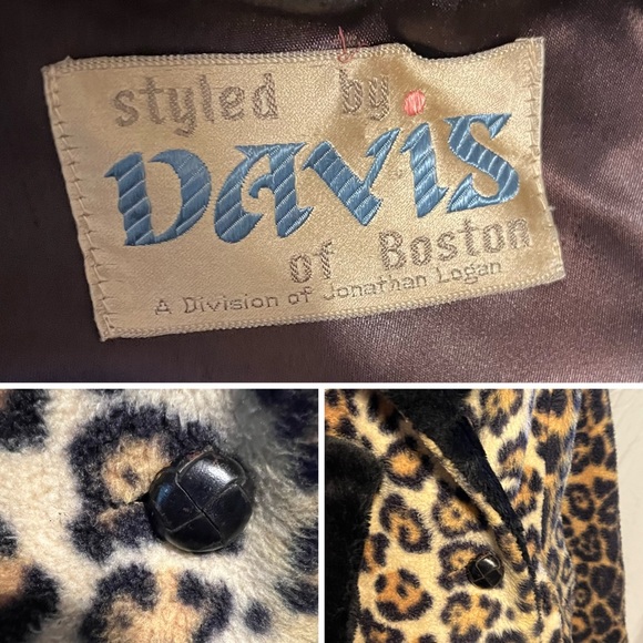 SOLD!  Sz L 60s vintage faux fur leopard print coat Style By Davis of Boston - Picture 12 of 13